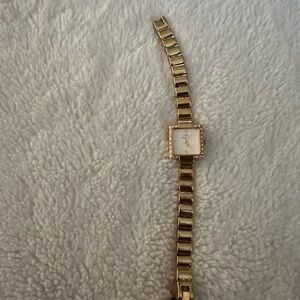 Anne Klein Gold Watch with Square Face and Bracelet Band